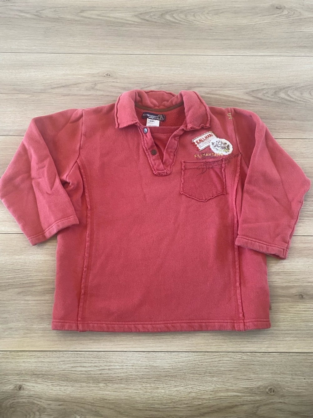 Jean Bourget Red Kids Long-Sleeve Polo Sweatshirt